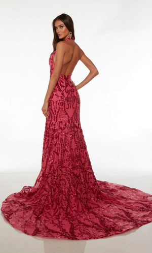 UNK-61494. Long, Plunging Halter Neckline, Mermaid image 1