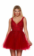 UNK-3163. Short, Plunging Neckline, A-line, Open Back image 0