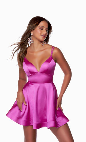 UNK-3126. Short, V-neck, A-line, Strappy Back image 2
