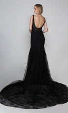 UNK-Wedding Dress: 7029. Long Wedding Dress, Plunging Neckline, Fit N Flare image 4