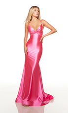 UNK-61436. Long, V Neck, Fit N Flare, Lace Up Back image 7
