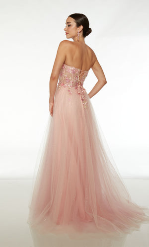 UNK-61536. Long, Strapless, A-line, Lace-up Back image 1