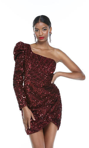 UNK-4539. Short, One Shoulder, Straight, Closed Back image 3