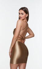 UNK-4528. Short, Cowl Neck, Straight, Strappy Back image 3