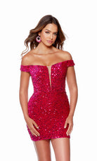 UNK-4775. Short, Off The Shoulder, Straight, Open Back image 5