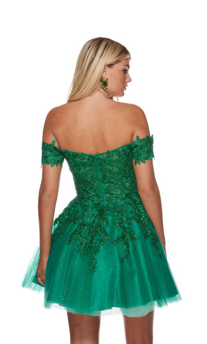 UNK-3146. Short, Off The Shoulder, A-line, Closed Back image 1