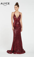 UNK-1387. Long Sexy Dress, Plunging Neckline, Fit N Flare image 0