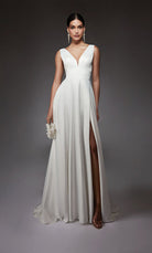 UNK-7096. Long, V-neck, A-line, V Shaped Back image 0