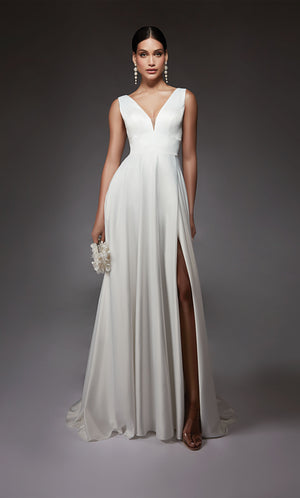 UNK-7096. Long, V-neck, A-line, V Shaped Back image 0