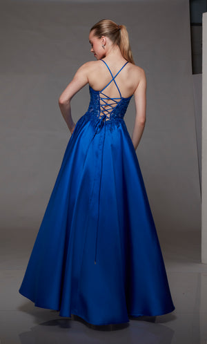 UNK-1798. Long, V-neckline, Ballgown, Lace-up Back image 7