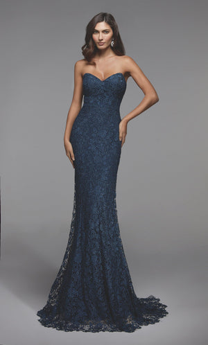 UNK-27496. Long Fitted Dress, Sweetheart Neckline, Fit N Flare image 2