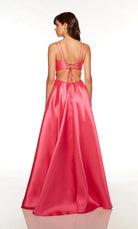 UNK-1747. Long, Plunging Neckline, A-line, Lace Up Back image 1