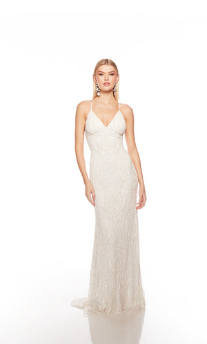 UNK-88006. Long, V Neckline, Straight, Open Back image 2