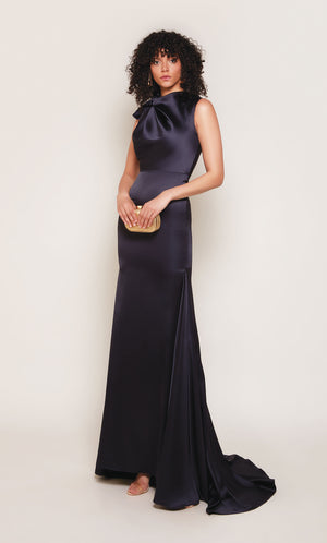 UNK-7067. Long, High Neck, Fit N Flare, Closed Back image 5