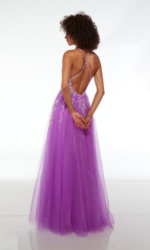 UNK-61562. Long, V-neck, A-line, Open Back image 1
