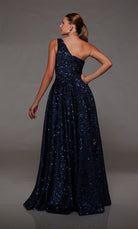 UNK-1806. Long, One Shoulder Neckline, A-line image 3