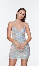 UNK-4542. Short, V-neck, Straight, Strappy Back image 5