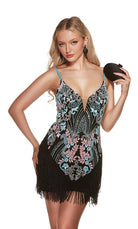 UNK-4872. Short, Plunging Neckline, Straight image 1
