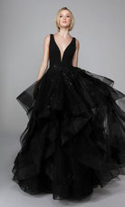 UNK-7040. Long Bridal Gown, Plunging Neckline, Ball Gown image 4