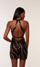 UNK-4655. Short, Halter Neckline, Straight, Open Back image 1