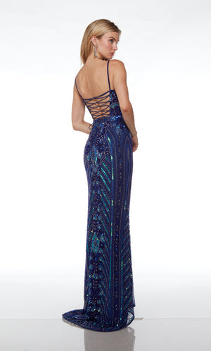 UNK-61612. Long, Plunging Neckline, Straight/Fitted image 1
