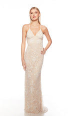 UNK-88007. Long, V Neckline, Straight, Open Back image 0