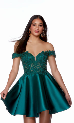 UNK-3141. Short, Off The Shoulder, A-line, Closed Back image 2