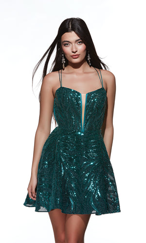 UNK-3783. Short, Plunging Neckline, A-line image 5