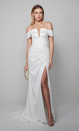 UNK-7058. Long, Off The Shoulder, Straight, Closed Back image 4