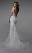 UNK-7030. Long Bridal Gown, V-neck, Fit N Flare image 5