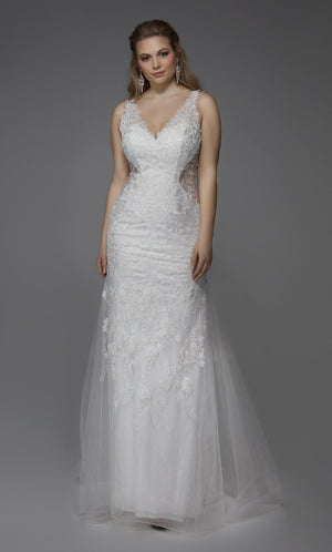 UNK-7017. Long, V-neck, Fit N Flare, V Shaped Back image 0