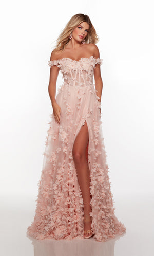 UNK-61308. Long, Off The Shoulder, A-line, Lace Up Back image 0