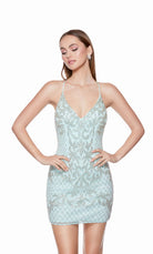 UNK-4506. Short, V-neck, Straight, Strappy Back image 7