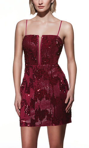 UNK-4932. Short, Plunging Neckline, Straight image 2