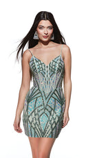 UNK-4895. Short, V-neck, Straight, Lace-up Back image 3