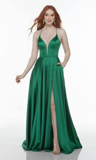 UNK-1722. Long Slit Dress, Plunging Neckline, Flowy image 4