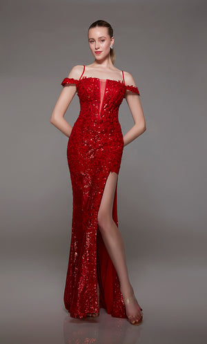 UNK-1777. Long, Plunging Neckline, Straight Silhouette image 0