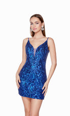 UNK-4656. Short, Plunging Neckline, Straight image 2