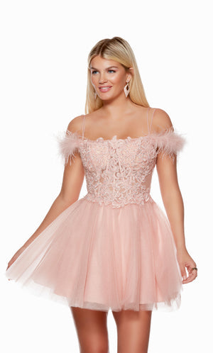 UNK-3129. Short, Off The Shoulder, A-line, Strappy Back image 0