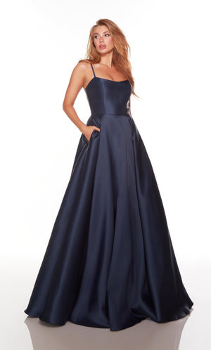 UNK-1755. Long, Scoop Neck, A-line, Strappy Back image 0