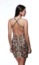 UNK-4882. Short, V-neck, Straight, Strappy Back image 5