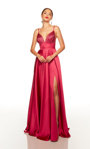 UNK-1746. Long, Plunging Neckline, A-line, Open Back image 2