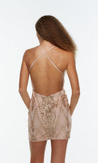 UNK-4515. Short, V-neck, Straight, Strappy Back image 5