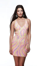 UNK-4640. Short, V-neck, Straight, Strappy Back image 12