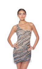 UNK-84011. Short, One Shoulder, Straight, Zip Up Back image 2