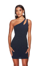UNK-4822. Short, One Shoulder, Straight, Closed Back image 0
