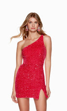 UNK-4774. Short, One Shoulder, Straight, Strappy Back image 4