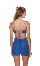 UNK-4644. Short, V-neck, Straight, Lace-up Back image 3