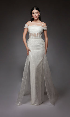 UNK-7101. Long, Off The Shoulder, Straight, Open Back image 5