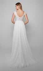 UNK-7073. Long, Illusion Neckline, A-line image 1